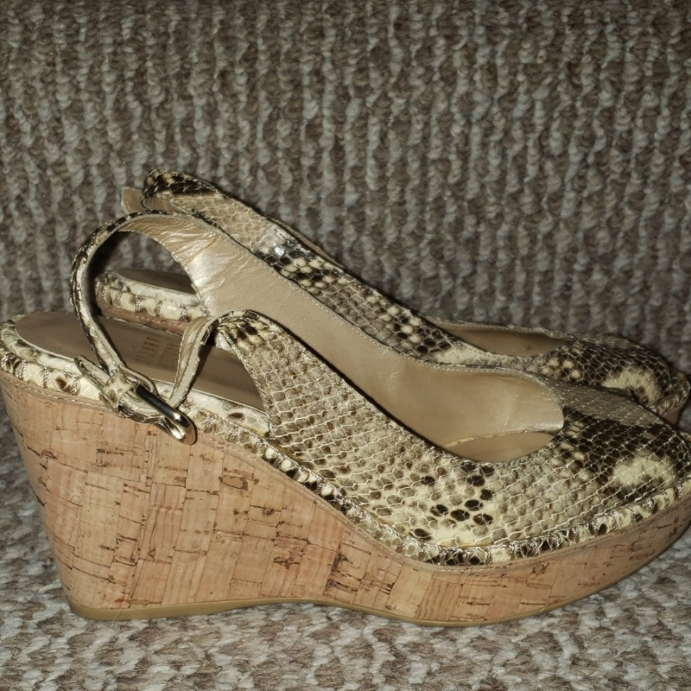 Stuart Weitzman Python Print Leather Wedges - image 2